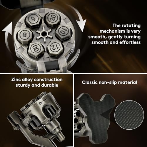 Bullet Nest Revolver Dice Set – Premium 7-Piece Zinc Alloy Polyhedral Dice with Spinning Revolver Cylinder Case, Collectible DND Dice Gift for Dungeons & Dragons, RPG & Tabletop Gamers (Silvery) - color: Silvery, style: D00