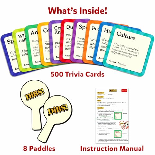 Skillmatics Card Game - DIBS, Fast-Paced Trivia Game, Fun & Educational Game for Family, Friends, and Parties, Quick Thinking, 10 Categories, Gifts for Kids, Teens, and Adults Ages 8, 9, 10 & Up