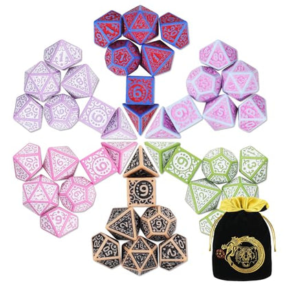 CiaraQ Polyhedral Dice Set - DND Role Playing Dice | Acrylic RPG Dice for Dungeons and Dragons MTG Table Games, Multi-Color, 42pcs - color: Red/Pink/Black/Green/Purple