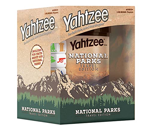 YAHTZEE National Parks Travel Edition | Classic Yahtzee Dice Game with a National Parks Theme | Perfect Travel Game for Families | Celebrate US National Parks Service | lawn-game-equipment