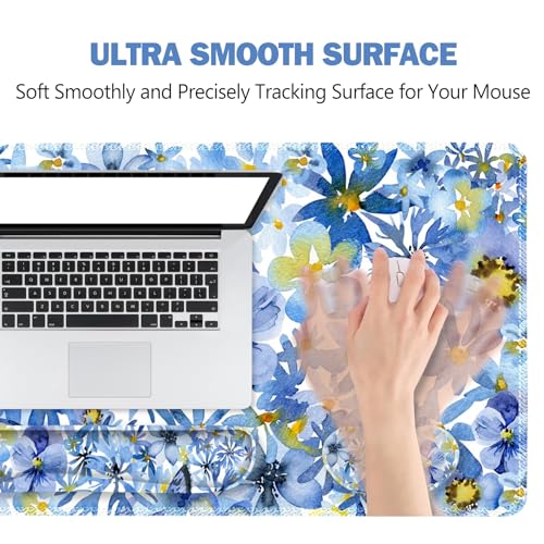 ToLuLu Gaming Mouse Pad, Ergonomic Keyboard Mouse Wrist Rest Support Set | Large Extended Desk Mat with Stitched Edges, Non-Slip Base Memory Foam Mousepad for Home Office Game Study, Butterfly Flower - color: Butterfly Flower