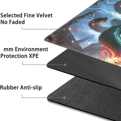 for MTG Game Playmat - 24 x 14 inches with Dices and Storage Bags, Non-Slip Base for TCG and Board Game Card Mats, Trading Card Games Mat, Demon Dragon Pattern Collectible Card Playmats - color: Jv-playmat-p7-1-g193
