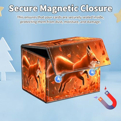 for MTG Commander Deck Box,Card Deck Box for Trading Yugioh MTG,Fits 100 Double Sleeved Cards,PU Leather Strong Magnet Case for Magic Commander TCG CCG,Cute Fox - color: Cute Fox