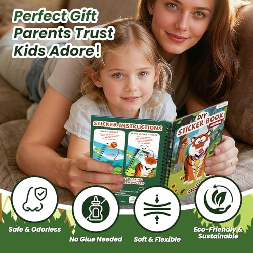Animals Reusable Sticker Book for Toddlers, DIY Make-a-face Jelly Stickers | Make A Face & Scene Decoration Play, Washable and Reusable Jelly Stickers, Portable Travel Friendly, Airplane Trip Essentials - style: Animal