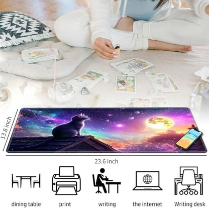 Cute Cat with Galaxy for MTG & TCG Playmat Mouse Pad,BFDHGQZC 24" x 14" Game Mat for MTG/RPG/CCG Trading Card Game Playmats Table Mat Perfect for Card Games Video Games Computer Office - color: Cute Cat With Galaxy