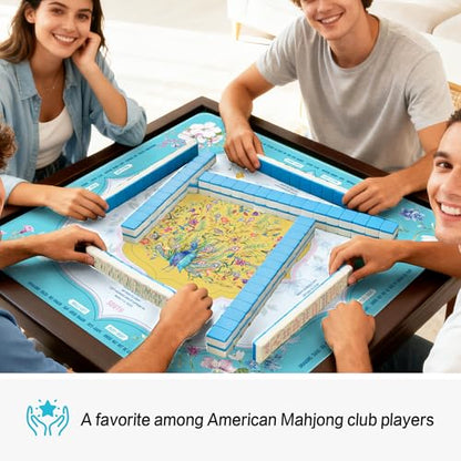 KUNTE Mahjong Mat, Turquoise, 32"x32" | Non-Slip, Quiet, Waterproof, Foldable, For American Mahjong - color: Turquoise