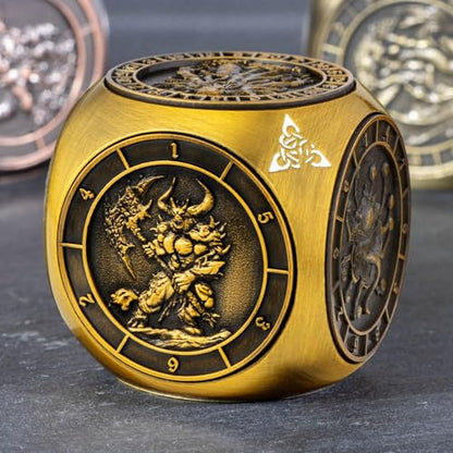 KERWELLSI 7 in 1 DND Dice Set D&D, Polyhedral Metal Spinner Dice, 3D Relief D and D Role Playing Dice with Gift Box (Gold) - color: Gold