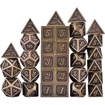 Extended Metal Dice RPG Set | 31 Piece Polyhedral Dice for DND5E Tabletop Role Playing Adventure Games (Bronze) - color: Bronze