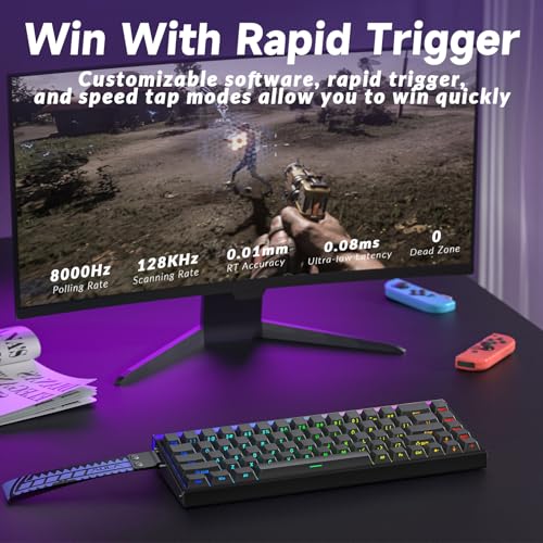 AULA Hero 68 HE Pro - Wired Gaming Keyboard with Hall Effect Magnetic Switch, CNC Aluminum Frame, 8KHz Polling Rate, RGB Box & Backlight, Side Printed Keycaps, 65% 68-key Compact Small Gamer Keyboards - color: Black-Pro Version