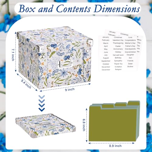 2 Pack Greeting Card Storage Box Collapsible Card Organizer with 16 Dividers and Sticker Greeting Card Keeper for Holiday Birthday Photos Recipes Envelopes Large Cards Crafts Scrapbooking