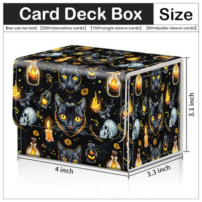 Card Deck Box for MTG Trading Cards with Magnetic Closure,Premium Card Storage Box Case Cover for TCG CCG Magic Cards,Halloween Black Cat - color: Halloween Black Cat