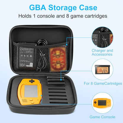 Carrying Case for Gameboy Advance GBA, Hard EVA Shockproof Travel Storage Bag for Console & 8 Game Cartridges, Portable Pocket with Top Mesh Pocket for Charger Cable, Black