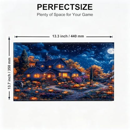 for MTG Playmat, Custom Trading Card Game Mat 17.3 x 13.8 in | Autumnal Pumpkin Grove Premium Non-Slip Rubber Base, Water-Resistant & Stitched Edges, Personalized High-Definition Art - color: Autumnal Pumpkin Grove, size: 17" x 14" Regular