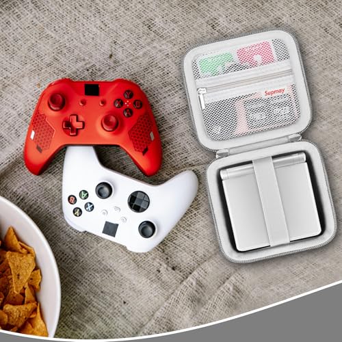 Supmay Hard Carrying Case for Anbernic RG Rotate/ RG34XXSP/ RG35XXSP Retro Handheld Game Console/ Game Boy Advance SP, Retro Game Travel Storage Holder with Mesh Bag for Battery, USB Cable, Grey - color: Grey
