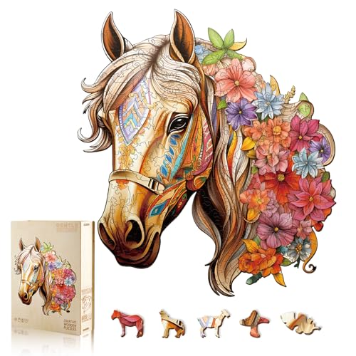 Wooden Puzzle for Adults, Wooden Horse Puzzle, Wood Puzzles Adult, Birthday for Women Men, Family Puzzle Game (L-13.8×12.5in - 270pcs) - size: Large