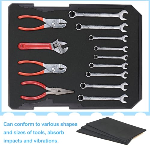HARFINGTON Tool Box Foam 19"x11" EVA Non-Slip Toolbox Foam Inserts Adjustable Liner for Board Game Box Cases Storage Drawer, 6in1 Set - size: 19"x11"