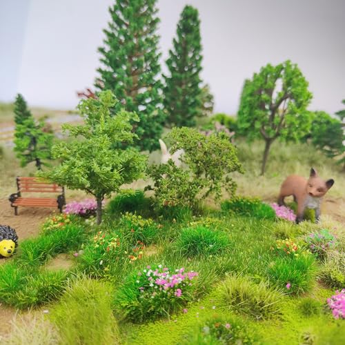Static Grass Tufts Mat – 8 Peel-and-Play Pre-Cut Patches, Self-Adhesive Turf in Mixed Irregular Shapes for Diorama, Model Railway & Wargaming Terrain (1 Sheet) (Summer Green) - color: Summer Green