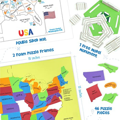 Imagimake Mapology - USA Map Puzzle, Learn 50 States, Shapes & Fun Facts | Educational Jigsaw Puzzle, Learn United States Through Play, Birthday Gift for Boys & Girls Ages 4,5,6,7,8,9,10 Years Old - style: USA Map