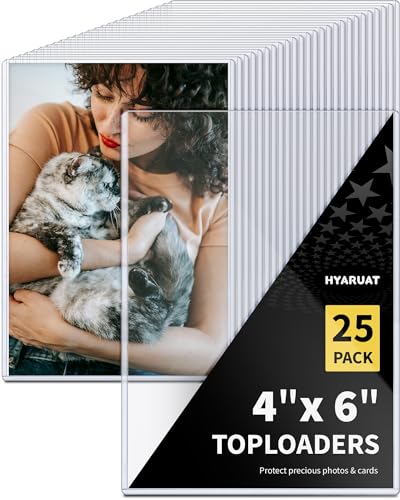 4x6 Toploaders 25 Pack, 39 PT Hard Plastic Photo Sleeves | 12 Mil Rigid PVC Sheet Protectors for 4x6 Photos Cards, Kpop Cards, Postcards, Prints, Recipe & Trading Cards, Blue Tint