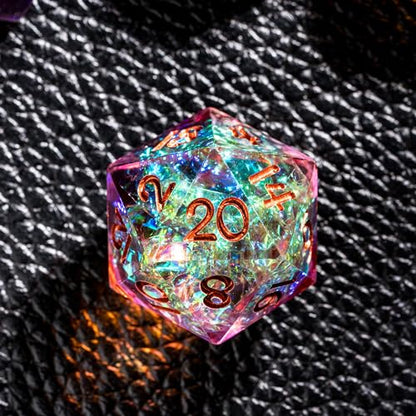 7PCS DND Dice Set,Transparent Sharp Edge Dice Set D&D RPG Polyhedral Die,for Dungeons and Dragons TTRPG Games Roleplaying Games Pathfinder,with Gift Box(Purple and Orange) - color: Purple and Orange