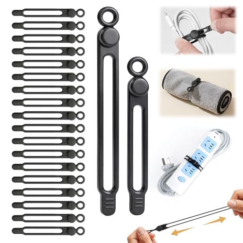 30 Pcs Silicone Cable Ties, Reusable Data Cable Organizer Wire Organizers for Office, Multipurpose Elastic Cord Wraps Cable Management for Charging Cord,Appliances,Home,Office,Kitchen,School,Travel - color: 30pcs-black, size: 4.1 Inch+7.1 Inch