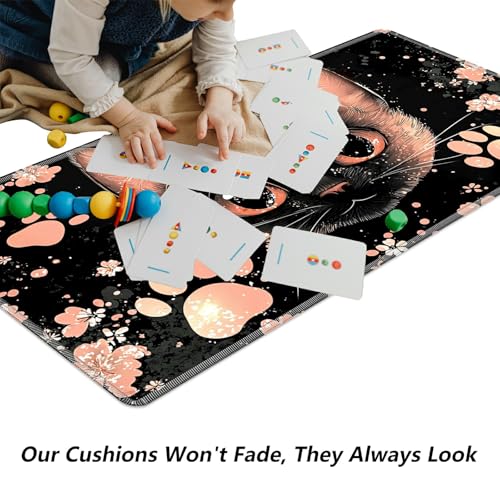 Cute Pink and Black Cat for MTG & TCG Playmat Mouse Pad,BFDHGQZC 24" x 14" Game Mat for MTG/RPG/CCG Trading Card Game Playmats Table Mat Perfect for Card Games Video Games Computer Office - color: Cute Pink and Black Cat