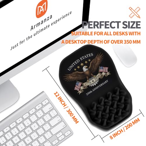 Ergonomic Slope Mouse Pad Wrist Support, Wrist Rest Mousepad for Carpal Tunnel Pain Relief with Massage Bulge and Slow Rebound Memory Foam (12x8 inch, 250th Anniversary) - color: AM040-250th anniversary