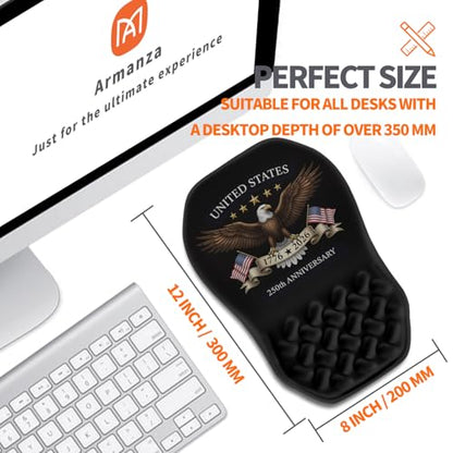 Ergonomic Slope Mouse Pad Wrist Support, Wrist Rest Mousepad for Carpal Tunnel Pain Relief with Massage Bulge and Slow Rebound Memory Foam (12x8 inch, 250th Anniversary) - color: AM040-250th anniversary