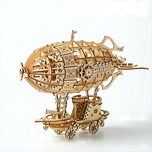 3D Wooden Puzzles Airship Model Kits, Brainteaser and Puzzle for Christmas/Birthday,Gifts for Adults and Teens to Build Combination - style: Airship