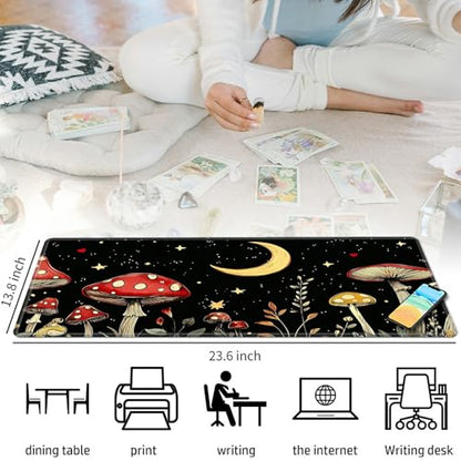 Mushrooms Snails and Moths for MTG & TCG Playmat Mouse Pad,BFDHGQZC 24" x 14" Game Mat for MTG/RPG/CCG Trading Card Game Playmats Table Mat Perfect for Card Games Video Games Computer Office - color: Mushrooms Snails and Moths