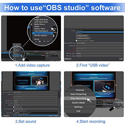 Capture Card,1080p Capture USB 3.0 Adapter,HDMI Video Capture Device, HD 4K Audio Video Capture Card for Gaming, Teaching, Streaming, Compatible with Windows 7 8 10 Linux YouTube OBS Twitch