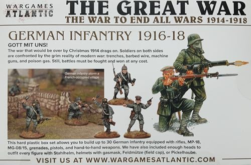 The Great War - German Infantry 1916-18 (30 Figures) Multi-Part Hard Plastic (HIGH Impact POLYSTYRENE) 28MM Figures…