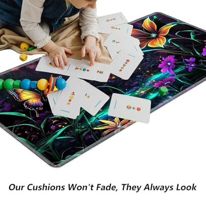 Flowers and Butterflies for MTG & TCG Playmat Mouse Pad,BFDHGQZC 24" x 14" Game Mat for MTG/RPG/CCG Trading Card Game Playmats Table Mat Perfect for Card Games Video Games Computer Office - color: Flowers and Butterflies