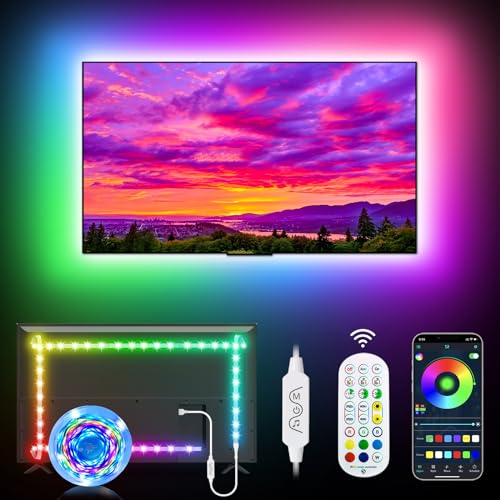 Daymeet RGB 9.84ft LED Strip Lights for 32-43in TV, Dreamcolor Music Sync TV Backlight Color Changing, APP Remote Control for Home Gaming Room & Xmas Decor - color: Dream colored, size: 9.84ft for 32''-43'' TV