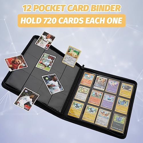 Trading Card Binder, Card Collection Binder Album Folder with 720 Side Loading Pockets, 12 Pocket Trading Card Album Folder for TGC,MTG, Baseball Cards, Yugioh - color: Black720