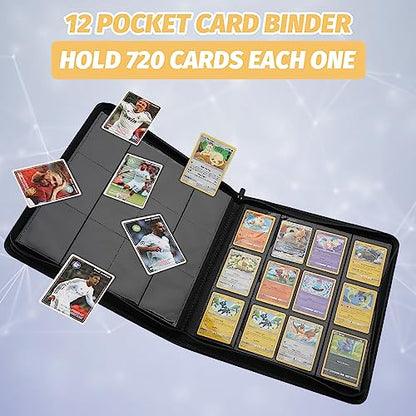 Trading Card Binder, Card Collection Binder Album Folder with 720 Side Loading Pockets, 12 Pocket Trading Card Album Folder for TGC,MTG, Baseball Cards, Yugioh - color: Black720