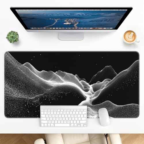 Large Gaming Mouse Pad, XL Desk Protector, Non-Slip Base | 31.5x15.7 in Extended Desk Mat with Stitched Edges for Keyboard, Work, Game, Office, Home PC and Laptop - color: Dot Mountains