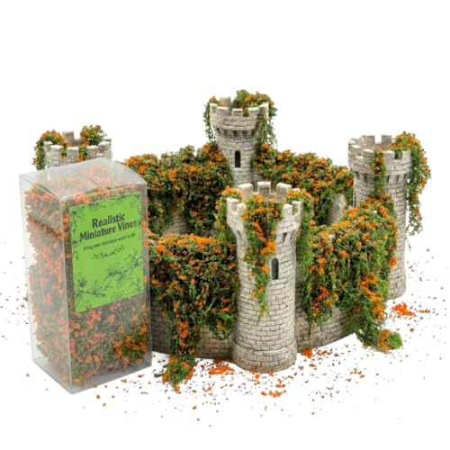 Realistic Miniature Vines - Hanging Moss Scenery for Diorama Supplies & Model Building - Mini Miniature Plants for Rainforest, Dollhouse, Fairy Gardens, Crafts DIY, Tabletop Wargaming (Orange) - color: Orange