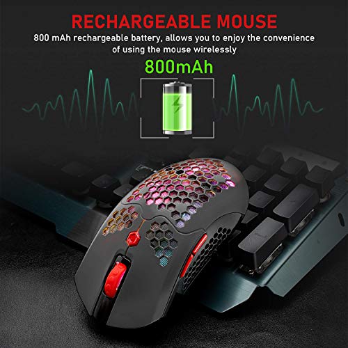 ZIYOU LANG Wired/Wireless Lightweight Gaming Mouse,16 RGB Backlit Mice with 7 Buttons Programmable Driver,PAW3325 12000DPI,Rechargeable 800mA Battery,Lightweight Honeycomb Shell Mouse for PC Gamer - color: Black Red