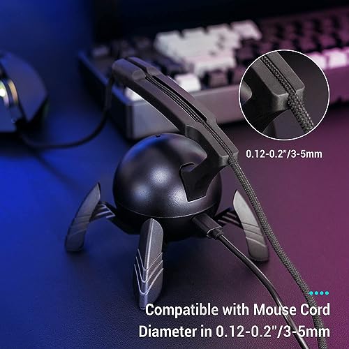 Mouse Bungee Spider Gaming Mouse Bungee Cable Holder Mouse Cord Holder with RGB Light and USB Port (USB Style)