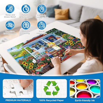 500 Pieces Garden Puzzle for Adults, Memaw's Helpers Jigsaw Puzzle, Beautiful Landscapes Puzzle for Adults Teens Seniors, Recycled Cardboard Puzzle with Letters on Back, Fun Family Game Birthday Gift - style: Memaw's Helpers