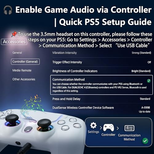 NBCP Wired PS5 Controller - Gaming Controller for PlayStation 5, PS4, PC/Steam, Turbo & Linear Hall-effect Trigger, Dual Vibration, 3.5mm Audio Jack - White - color: White
