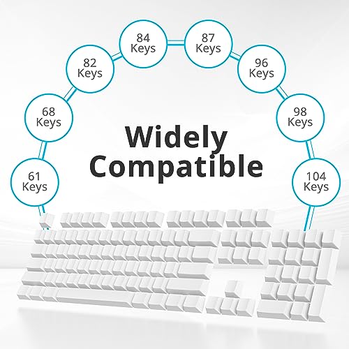 128 Key Blank Keycaps, Thick PBT, Custom Gaming Keycaps, Minimalist White Keycap for US/ISO Layout 60% 65% 75% Mechanical Keyboard(White) - color: White without engraving