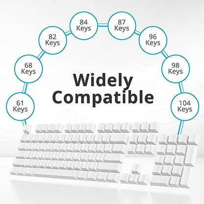 128 Key Blank Keycaps, Thick PBT, Custom Gaming Keycaps, Minimalist White Keycap for US/ISO Layout 60% 65% 75% Mechanical Keyboard(White) - color: White without engraving