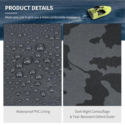Asixxsix RC Bait Boat Storage Bag, 1000D Oxford RC Boat Remote Control Fishing Boat Cover Bag, 60 x 30 x 20cm, 24 x 12 x 8inch, Suitable for Most Bait Boats, Double Zipper - color: Black Camouflage