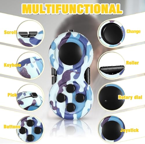Skylety 2 Pcs Fidget Toys for Adults Controller Fidget Pad Stress Relief Cube Clicker Game Controller Sensory Educational Toy for ADHD Autism Relief Stress Anxiety(Camouflage Style) - style: Camouflage Style