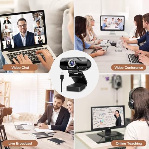 2K HD Webcam with Microphone, Noise Cancellation, Privacy Cover, Wide-Angle Lens, Auto Light Correction, Plug & Play USB Webcam for Laptop, Desktop, PC, Zoom, Skype, Stream (2K) - style: 2K
