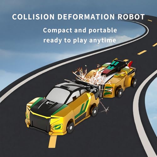 Golden Dragon Transforming Car Toy 2-in-1 Magnetic Collision Dinosaur Robot Luxury Metallic Convertible Crash Activated Toy No Batteries, Mother's Day Birthday Gift for Boys Girls Age 3-12 (Gold) - color: Gold