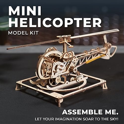 UGEARS Wooden 3D Puzzles for Adults - Easy Mini Helicopter Model Kit – Experience Aerial Innovation with Mechanical Puzzles DIY Kits for Adults - Ideal for Hobbyists, Aviation Enthusiasts - 167 Pcs - color: Mini Helicopter