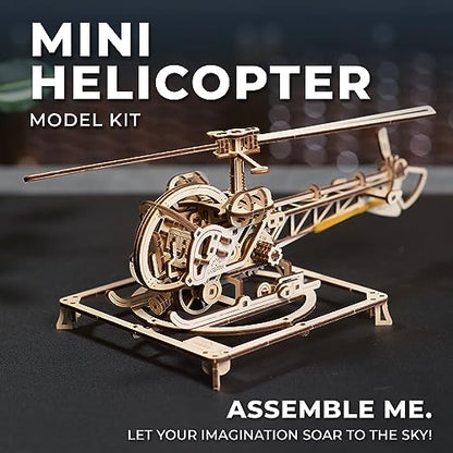 UGEARS Wooden 3D Puzzles for Adults - Easy Mini Helicopter Model Kit – Experience Aerial Innovation with Mechanical Puzzles DIY Kits for Adults - Ideal for Hobbyists, Aviation Enthusiasts - 167 Pcs - color: Mini Helicopter